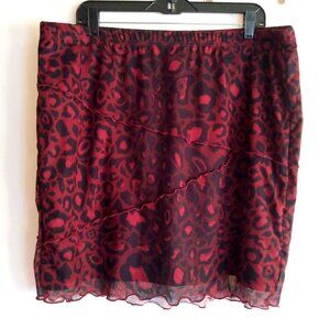 Romwe Red Black Leopard Print Mesh Lined Skirt 4XL Goth Grunge Y2K Punk Edgy